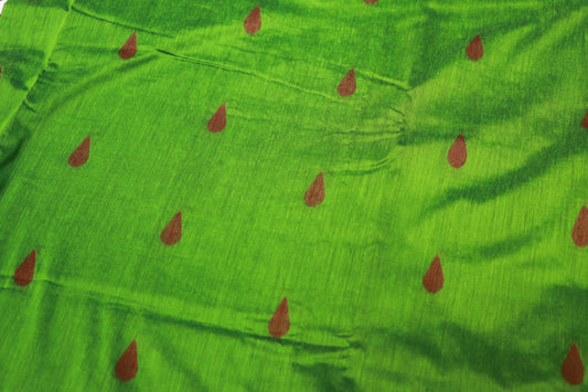 Kalyani Cotton  Saree Green With  Mroon - Vaishali Silks