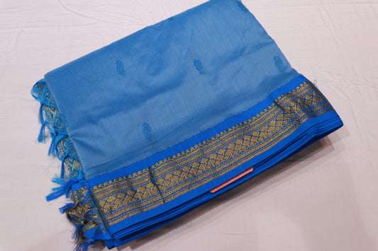 Kalyani  Cotton Saree  Sky  Blue - Vaishali Silks