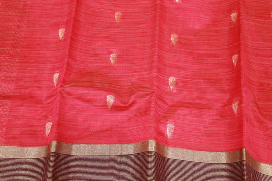 Cotton Saree Pink With Purple COlour - Vaishali Silks