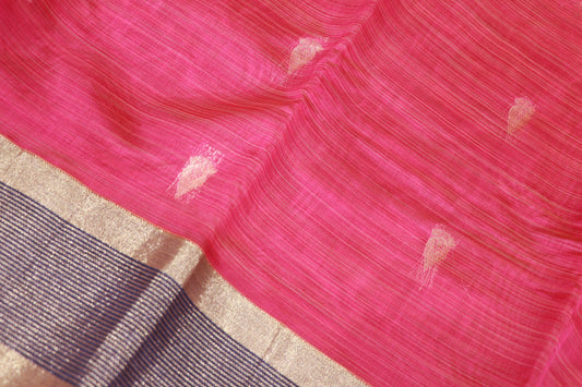 Silk Cotton Saree  Pink With Voilet  Color - Vaishali Silks