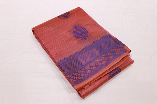 Silk  Cotton Saree Yellow With  Lavender  Color - Vaishali Silks
