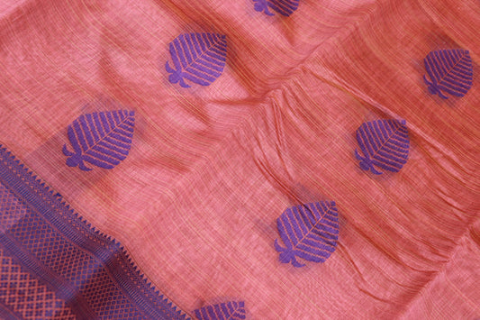 Silk  Cotton Saree Yellow With  Lavender  Color - Vaishali Silks