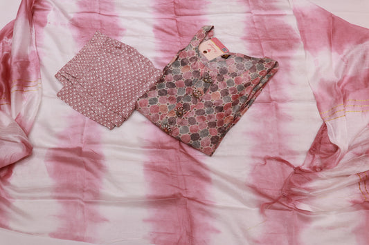 Spun onion With Gry Kurthi Set - Vaishali Silks