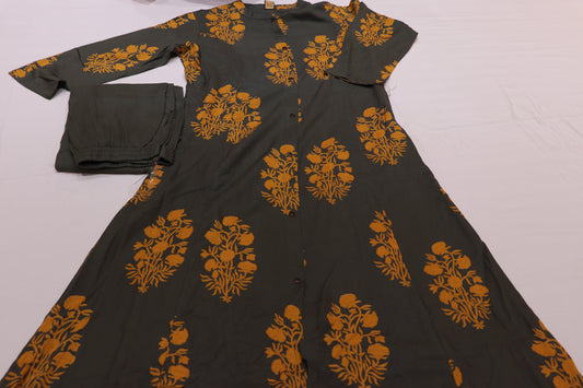 Cotton Green With Musterd Set - Vaishali Silks