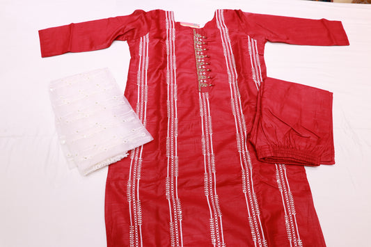 Cotton Pink Colour Kurthi Set - Vaishali Silks