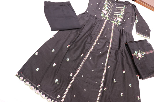 Cotton Black Colour Kurthi Set - Vaishali Silks