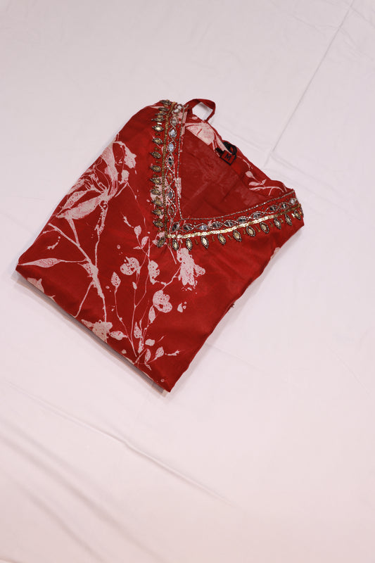 Maslin  Mearun Colour  Kurthi Set - Vaishali Silks