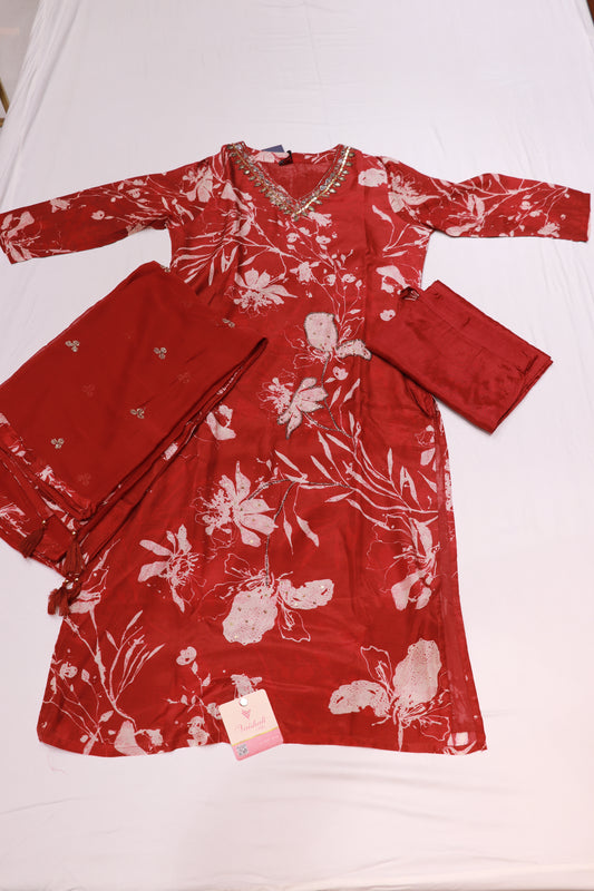 Maslin  Mearun Colour  Kurthi Set - Vaishali Silks