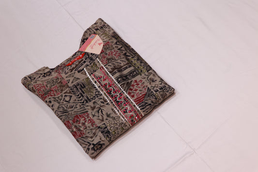 Maslin Gray  Colour Kurthi  Set - Vaishali Silks