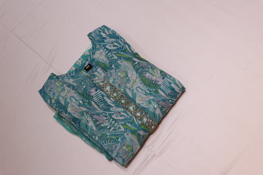 Maslin  Blue  Colour  Kurthi set - Vaishali Silks