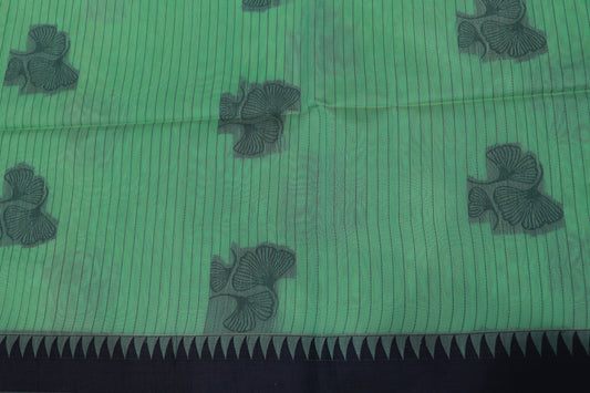 Silk Cotton saree Green Colour - Vaishali Silks