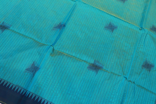 Silk Cotton Saree Blue Colour - Vaishali Silks