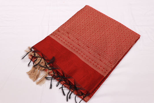 Silk Cotton Saree Red Colour - Vaishali Silks