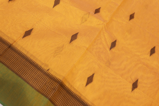 Silk Cotton Saree Yellow With Green Colour - Vaishali Silks