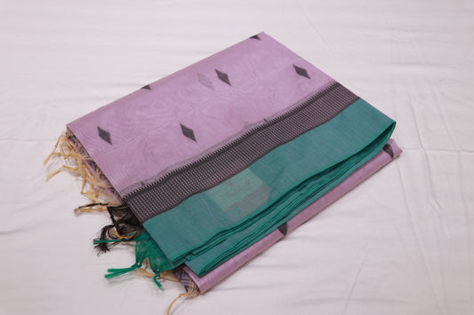 Silk Cotton Saree Violet With Blue Colour - Vaishali Silks