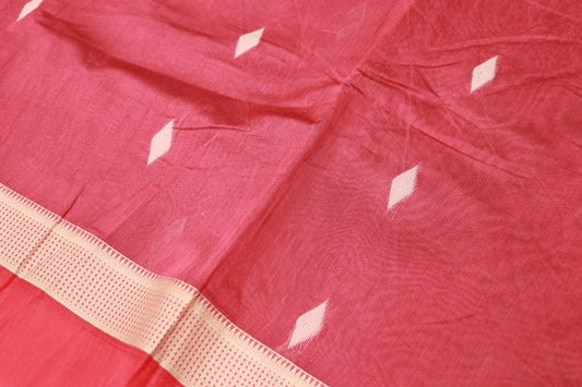 Silk Cotton Saree Brown With Red Colour - Vaishali Silks