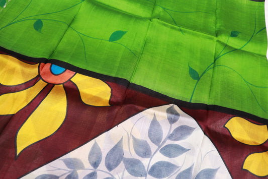 Pure  Tissur Saree Green With Maroon  colour - Vaishali Silks