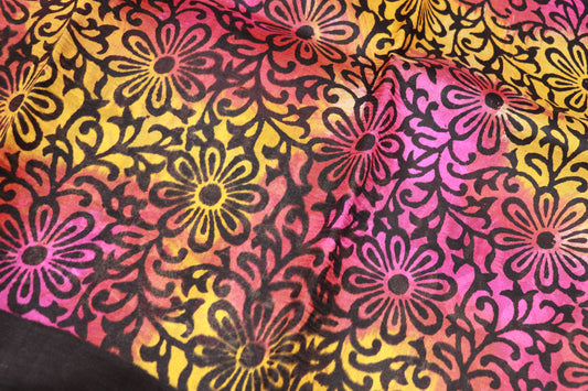 Pure Tusser Saree Block With  Pink - Vaishali Silks