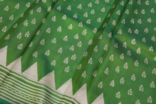 Pure Tusser Saree  Green Colour - Vaishali Silks