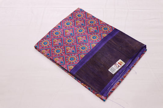 Pure  Tusser Pink Colour - Vaishali Silks