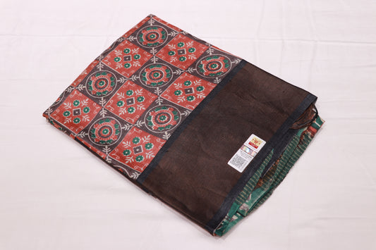 Pure  Tusser Orange Colour - Vaishali Silks