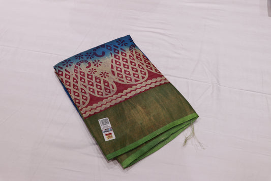 Pure  Tusser Blue Colour - Vaishali Silks