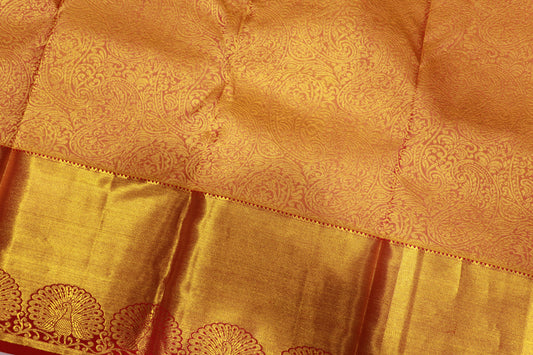 Pure Silk saree Yellow  With  Red Colour - Vaishali Silks