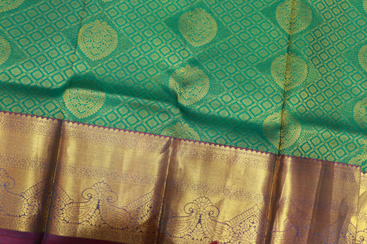 Pure  Silk Saree Ramar Green Wih  Pink Colour - Vaishali Silks