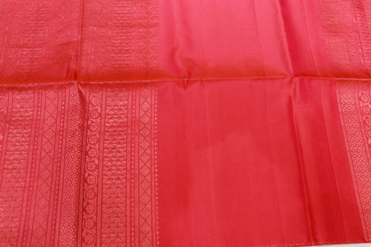 Pure Silk saree  Pink with Green Colour - Vaishali Silks