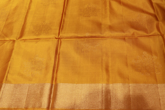 Pure Silk saree  Yellow with Blue colour - Vaishali Silks