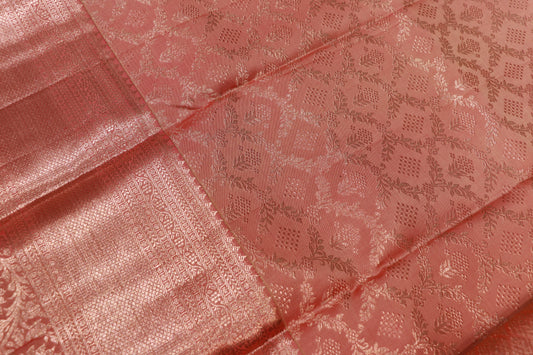 Pure Silk Saree Light Orange colour - Vaishali Silks