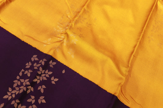 Pure Silk Saree Yellow Colour Saree With Violete Border - Vaishali Silks