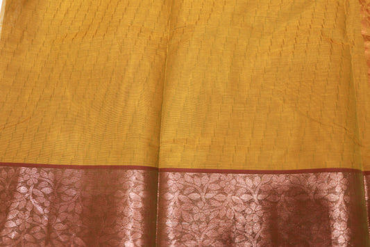 Cotton Saree Green With  Meroon Colour - Vaishali Silks