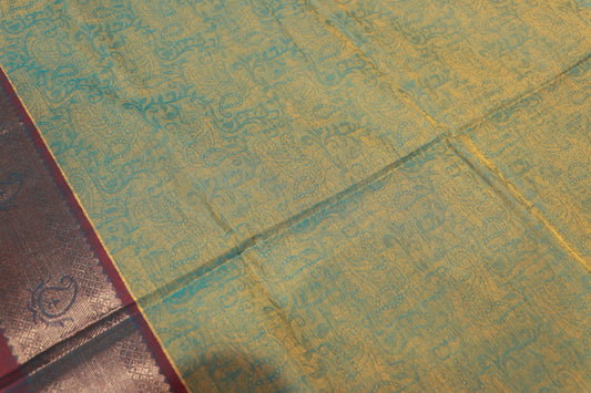 Cotton Saree Green With Maroon Colour - Vaishali Silks