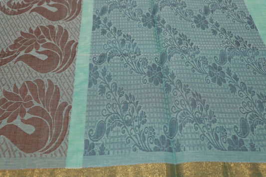Cotton saree Blue  colour - Vaishali Silks