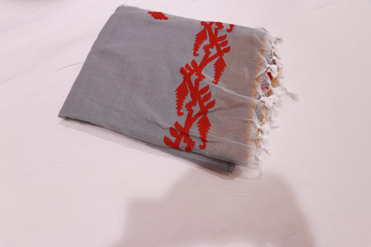 Linen Saree Gray Colour - Vaishali Silks
