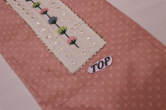 Pure  Cotton  Salwar  Material Peach Colour - Vaishali Silks