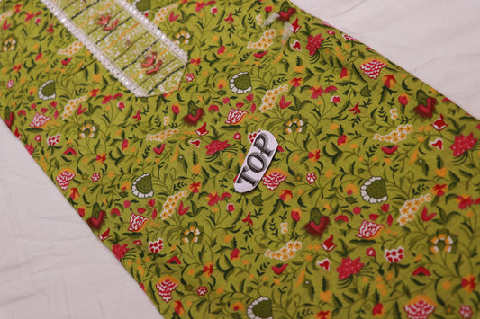 Pure  Cotton  Salwar  Material Green Colour - Vaishali Silks