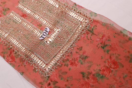 Salwar Material Organza Orange Colour - Vaishali Silks