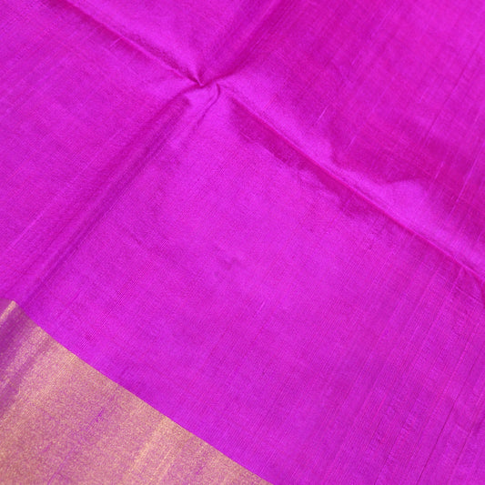Raw Silk Pink With Green Colour - Vaishali Silks