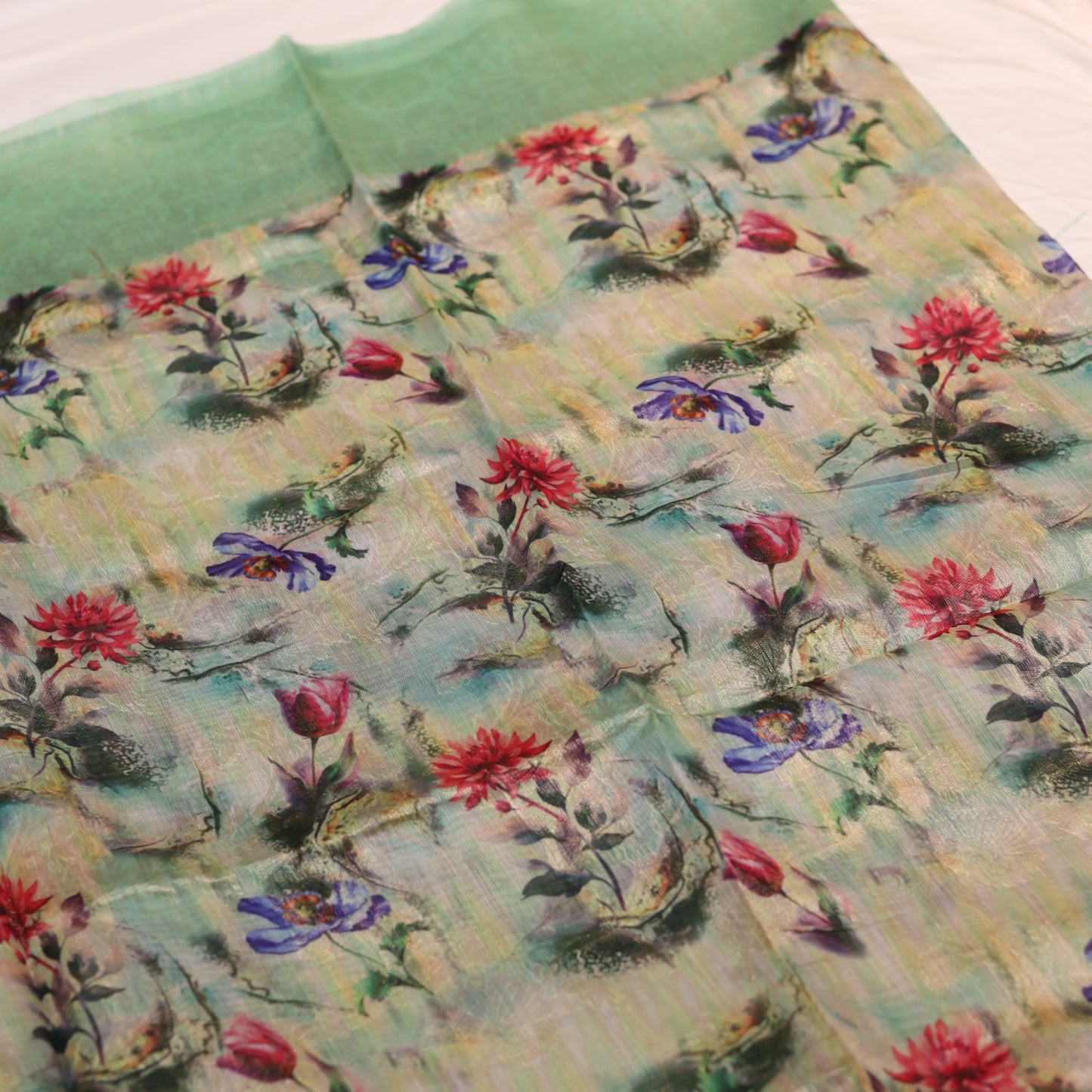 Pastel Jade Tissue Fancy Saree