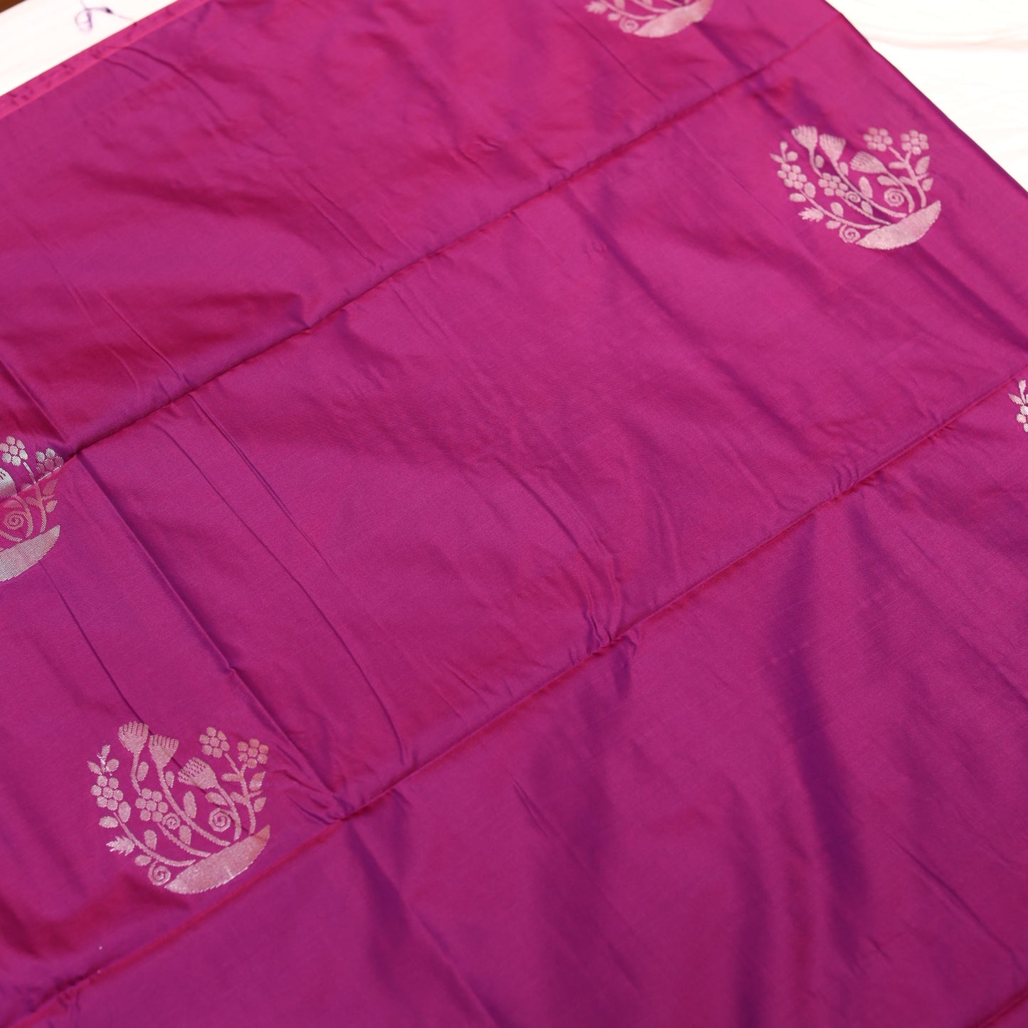 magenta-pink Semi Soft Silk Saree