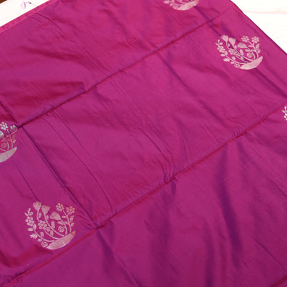 magenta-pink Semi Soft Silk Saree