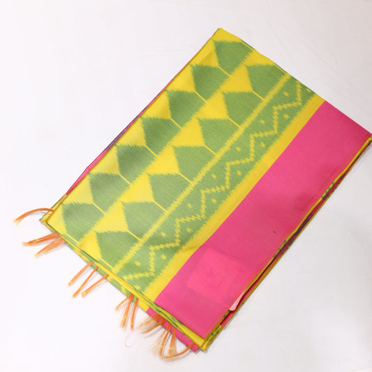 Yellow Semi Tusser Saree