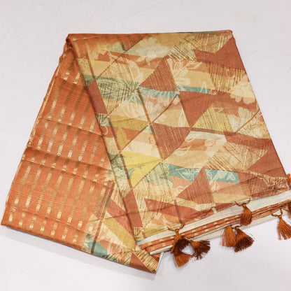 Tusser Orange Saree