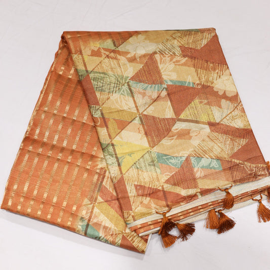 Tusser Orange Saree