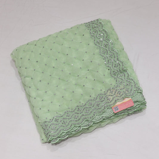 Fancy Partywear Green Saree
