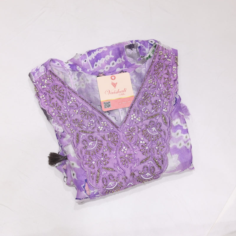 Muslin Lavender Kurtiset - Vaishali Silks