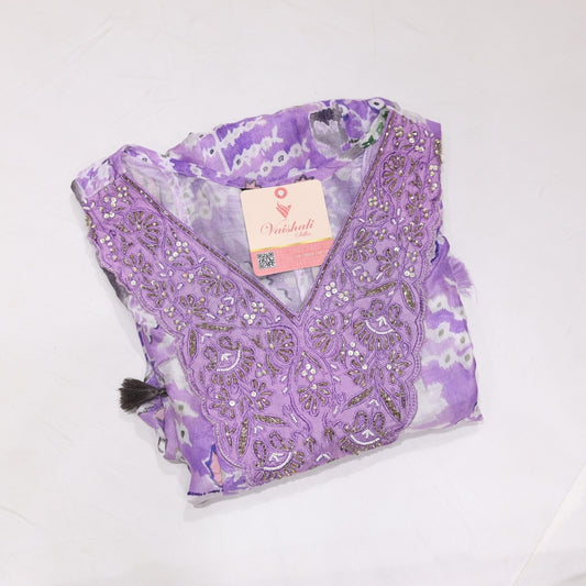 Muslin Lavender Kurtiset - Vaishali Silks