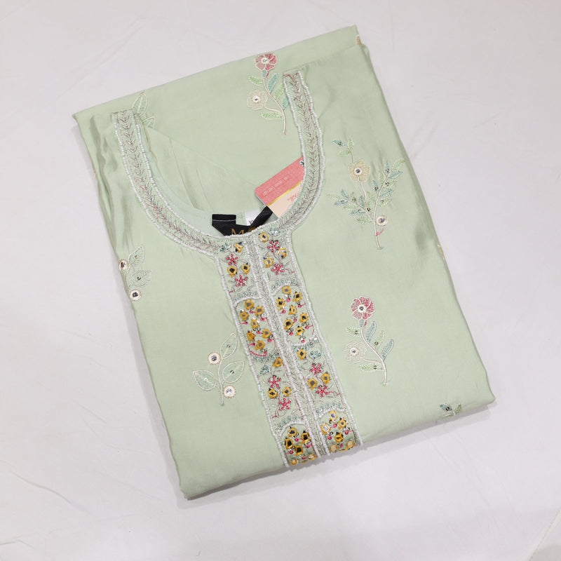 Muslin Green with Pink Kurtiset - Vaishali Silks